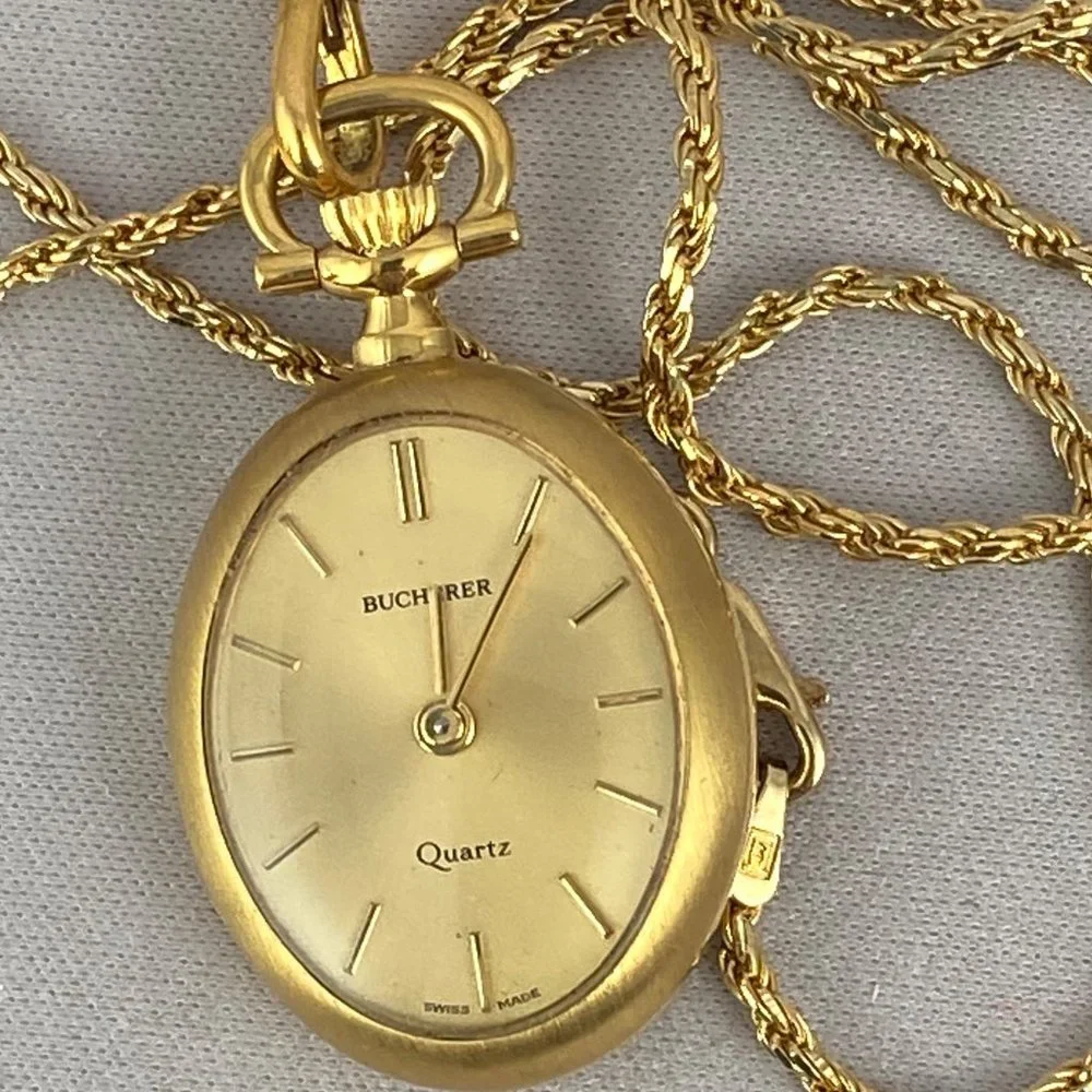 Vintage Fabulous Swiss Made Bucherer Pendant Watch Beautiful Pansy Flower - Picture 5 of 7